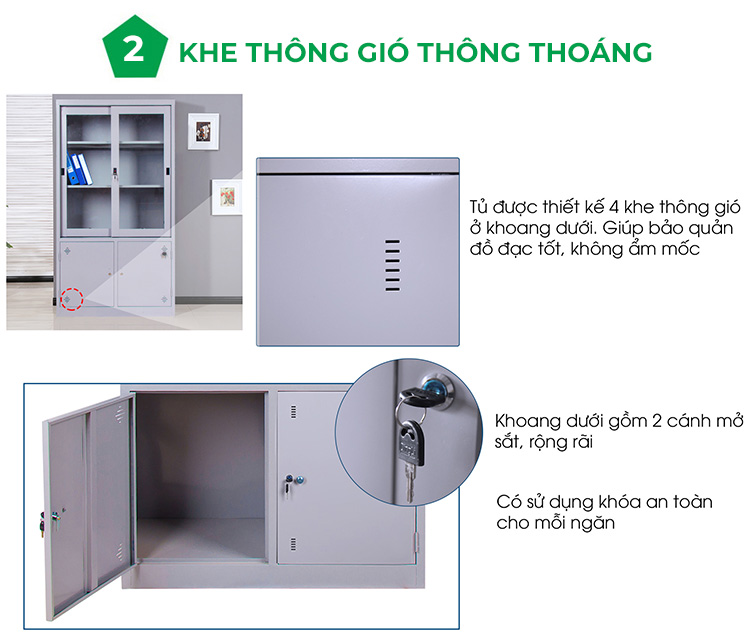 Khe thông gió Tủ sắt tủ hồ sơ văn phòng BT-K3