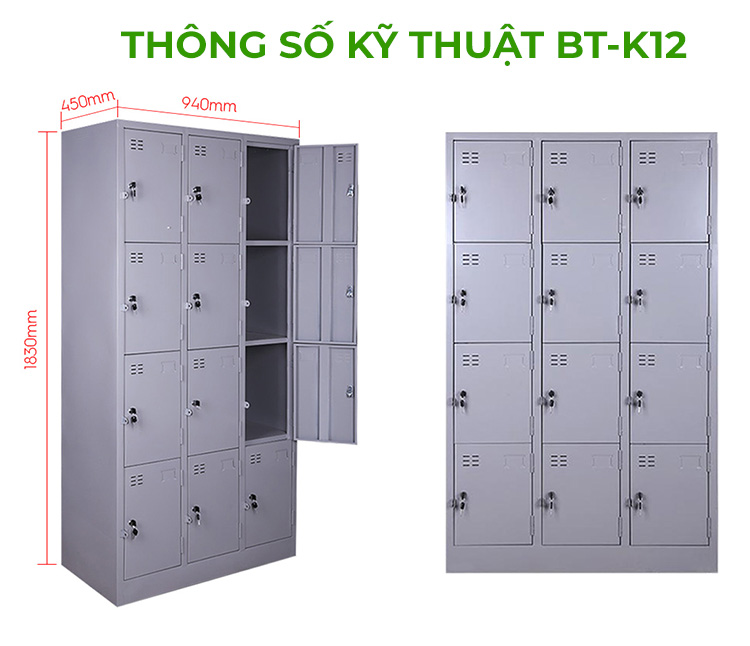 Thống số kỹ thuật Tủ locker sắt BT-K12