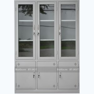 Tủ sắt hồ sơ văn phòng 3 cánh kính BT-3K3T