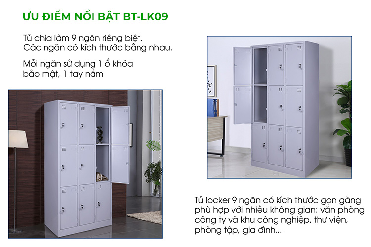 Ưu điểm nổi bật Tủ Locker 9 cánh BT-LK9