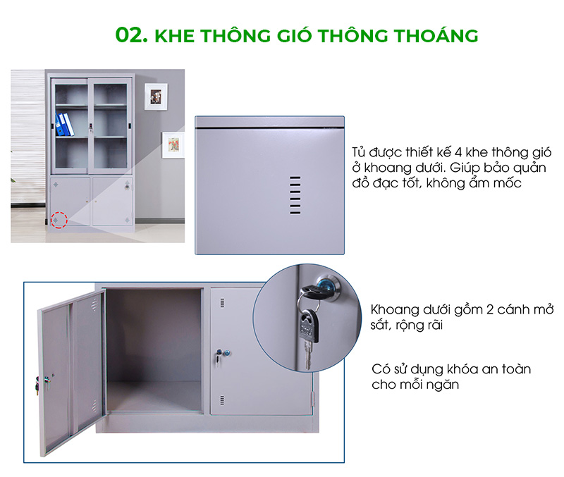 Chi tiết Tủ sắt văn phòng 4 cánh trượt BT-K3B