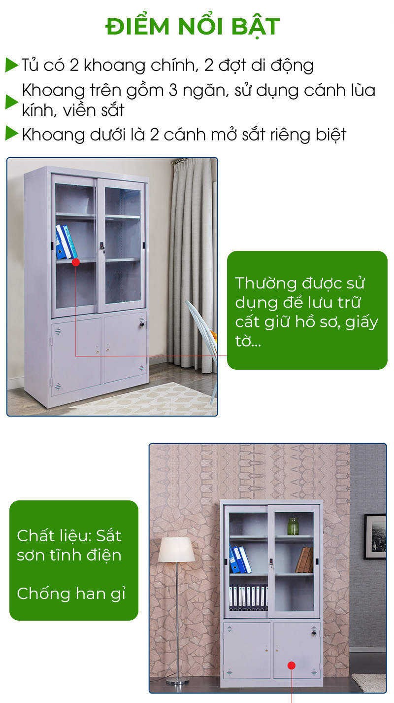 Điểm nổi bật Tủ sắt văn phòng 4 cánh trượt BT-K3B